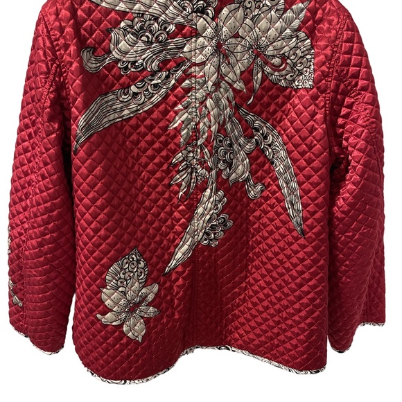 Chico’s Size 2 - Reversible Quilted Lightweight Jacket - Red, White, Black $129 - Picture 4 of 12
